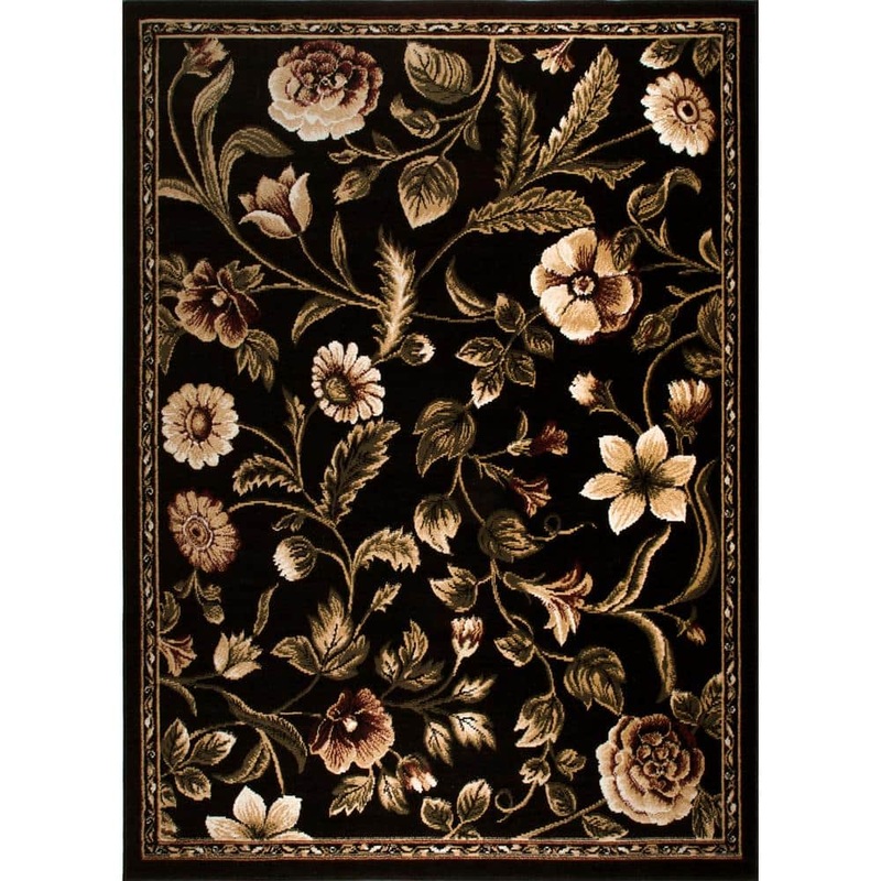 Home Dynamix Optimum Black/Green 8 ft. x 10 ft. Floral Area Rug 1-11029-450