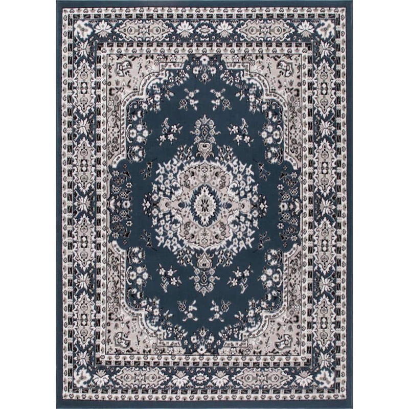 Home Dynamix Premium Blue/Ivory 4 ft. x 5 ft. Medallion Area Rug 3-7069-306