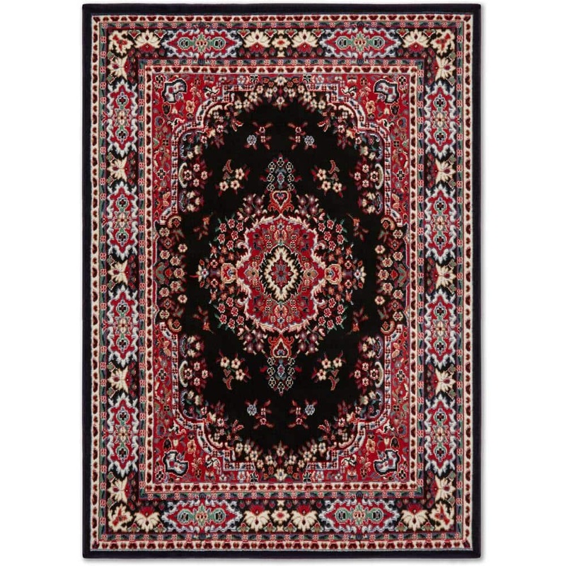 Home Dynamix Premium Sakarya Black/Red 4 ft. x 5 ft. Medallion Area Rug 3-7069-450