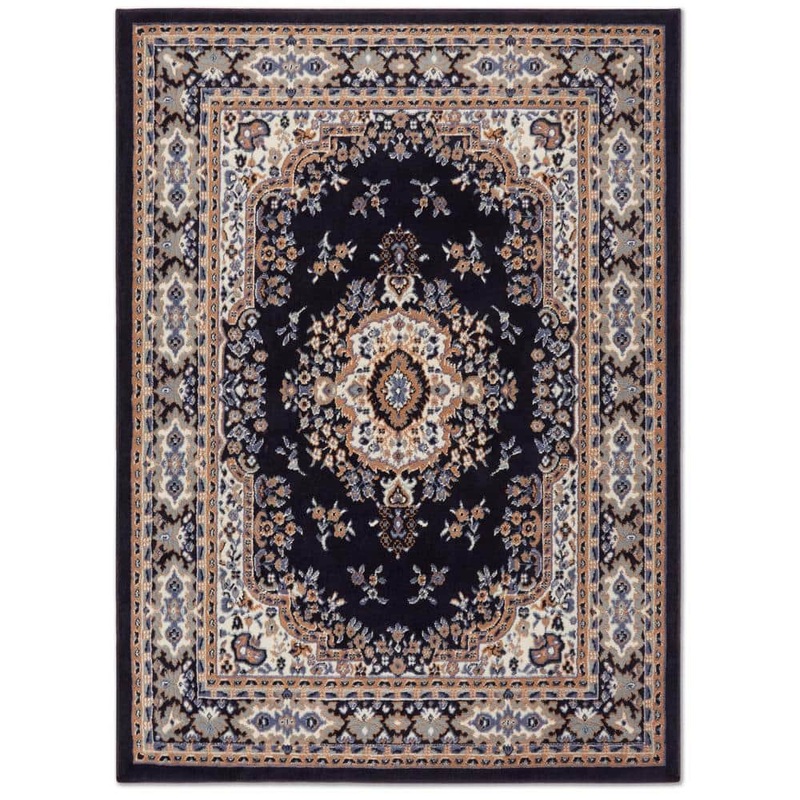 Home Dynamix Premium Sakarya Navy Blue/Brown 5 ft. x 7 ft. Medallion Area Rug 2-7069-300