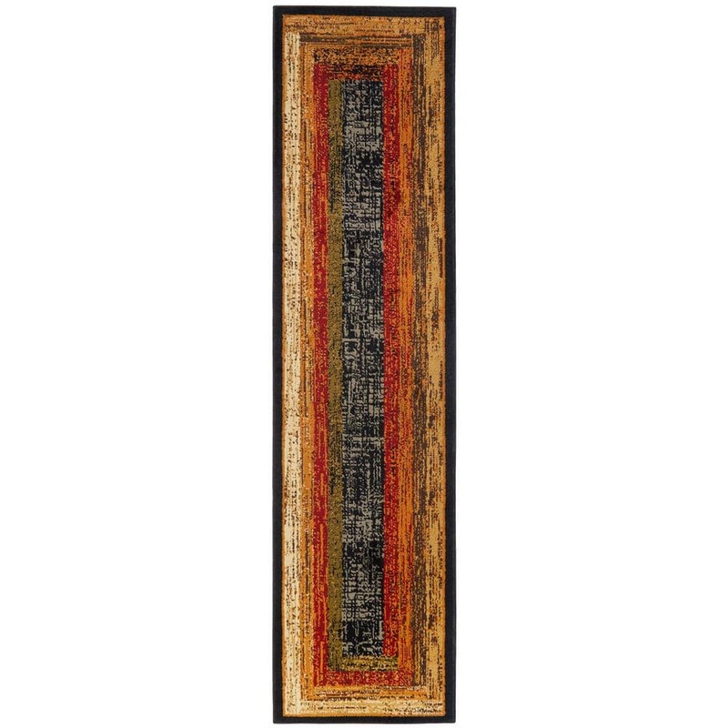 Home Dynamix Royalty Black/Brown 2 ft. x 7 ft. Geometric Area Rug 4-41019-450