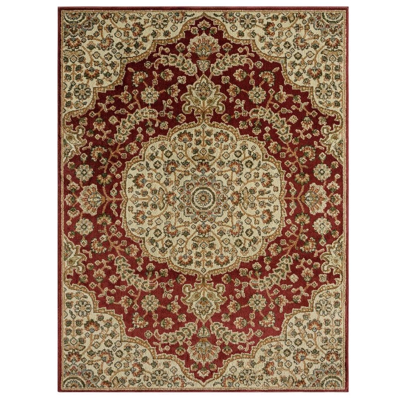 Home Dynamix Royalty Medallion Red/Ivory 8 ft. x 10 ft. Geometric Area Rug 1-11242-215