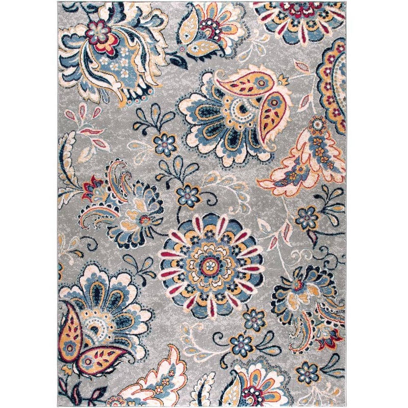 Home Dynamix Tremont Grey/Red 2 ft. x 3 ft. Floral Area Rug 5N-HD5714-451