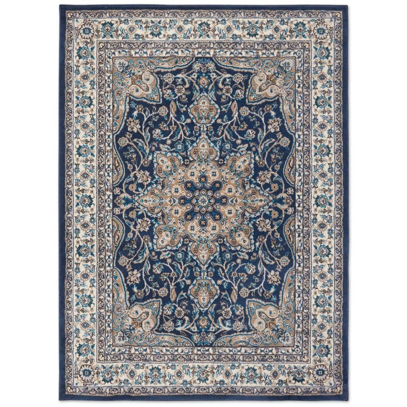 Home Dynamix Tremont Magnolia Navy Blue/Ivory 3 ft. x 5 ft. Medallion Area Rug 3N-8083-496