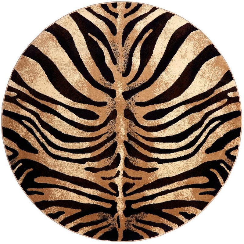 Home Dynamix Tribeca Brown/Beige 8 ft. Round Animal Print Area Rug 8NR-HD5388-457