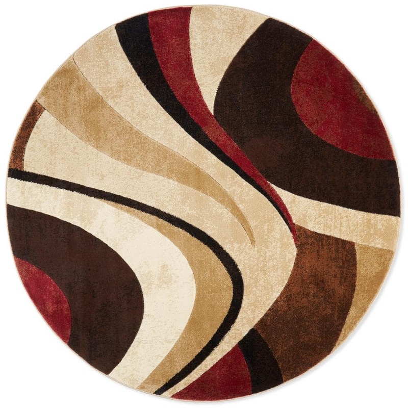 Home Dynamix Tribeca Slade Brown/Red 8 ft. Abstract Round Area Rug 8NR-HD5382-539