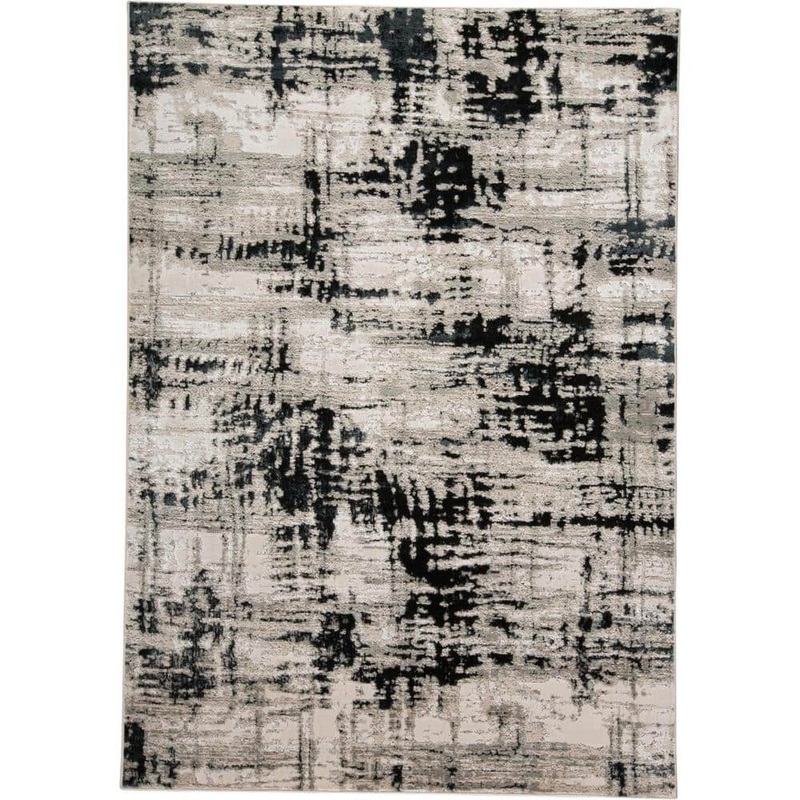 HomeRoots 10 x 13 Black Gray and White Solid Color Area Rug 2000515024
