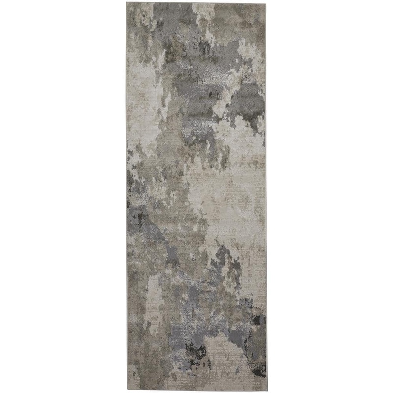 HomeRoots 2 X 8 Gray and Ivory Abstract Runner Rug 2000511390