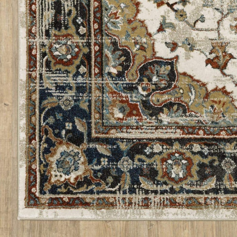 HomeRoots 4′ X 6′ Beige Blue Green Rust And Grey Oriental Power Loom Stain Resistant Area Rug 2000509855