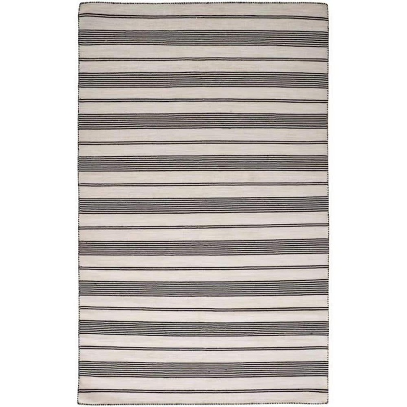 HomeRoots 4 x 6 Black and White Striped Area Rug 2000511657