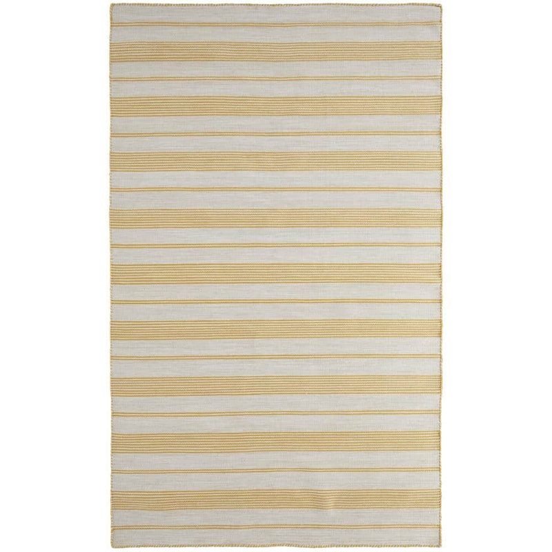HomeRoots 4 x 6 Yellow and Ivory Striped Area Rug 2000511669