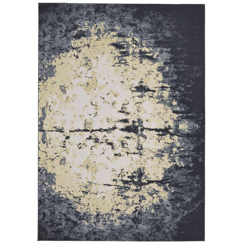 HomeRoots 5 x 8 Black and Gray Geometric Area Rug 2000511159