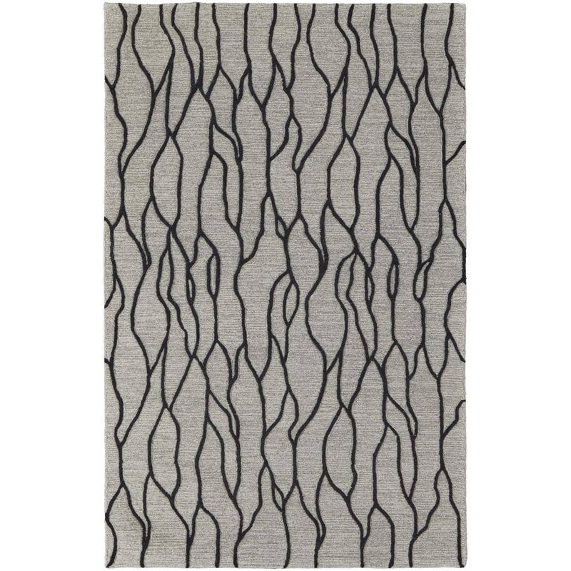 HomeRoots 5 x 8 Black and Taupe Abstract Area Rug 2000511845