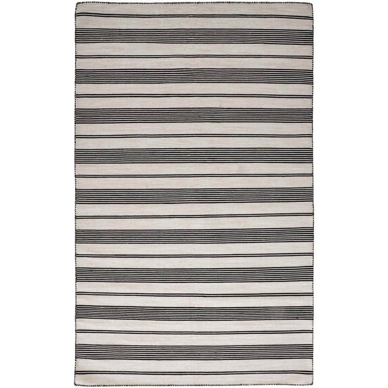 HomeRoots 5 x 8 Black and White Striped Area Rug 2000511658