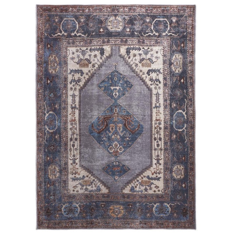 HomeRoots 8 x 10 Blue and Ivory Floral Area Rug 2000515073