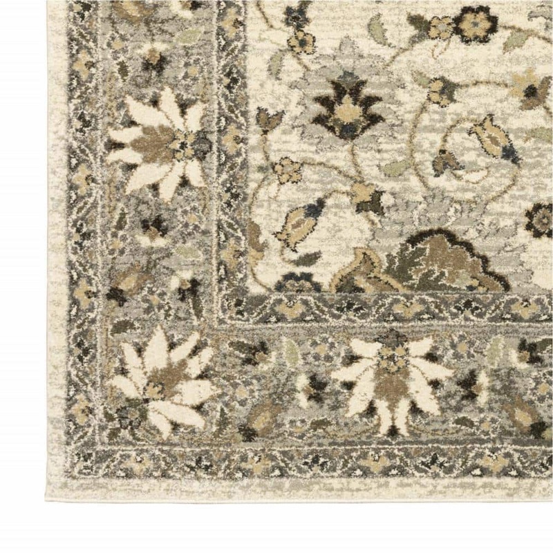 HomeRoots Beige Grey Brown and Charcoal 2 ft. x 8 ft. Oriental Power Loom Stain Resistant Runner Rug 2000508851