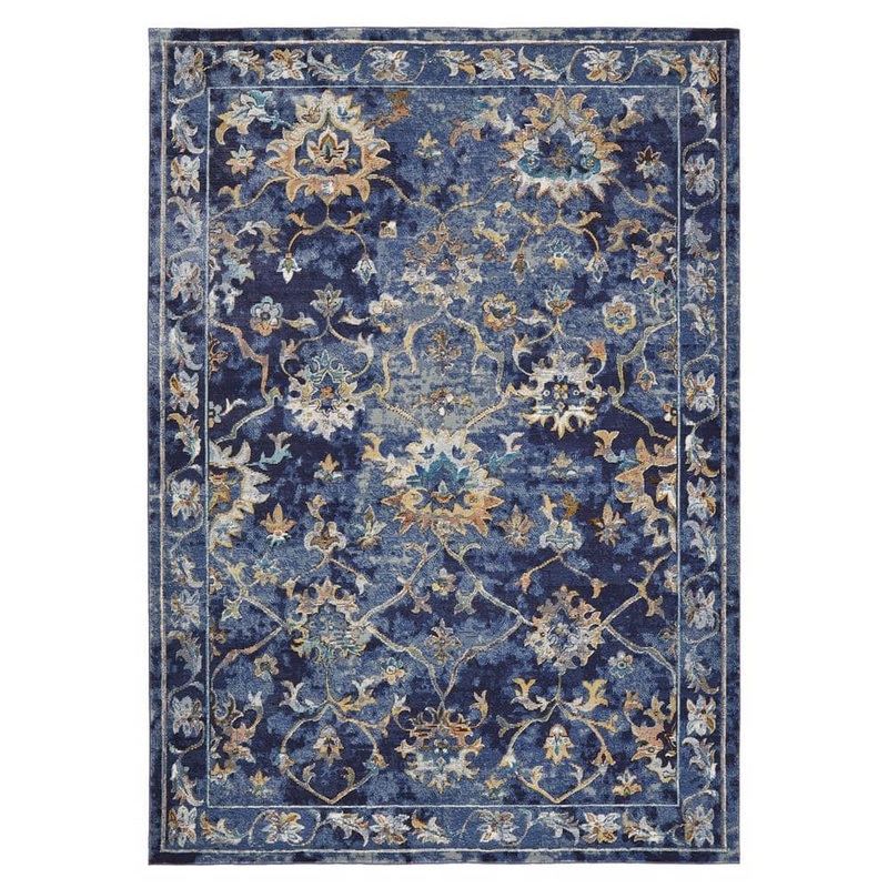 HomeRoots Blue and Gold 8 ft. x 10 ft. Rectangle Polypropylene Area Rug 2000395711