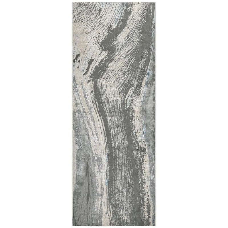 HomeRoots Blue and Gray Abstract 2 ft. x 8 ft. Runner Rug 2000513060
