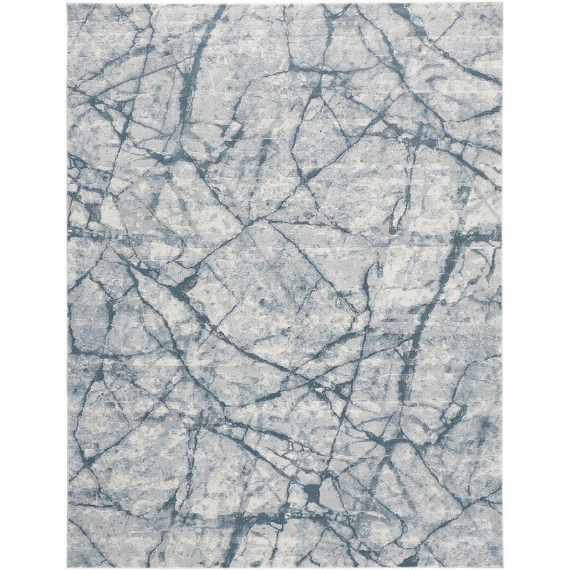 HomeRoots Blue and Ivory Abstract 5 ft. x 8 ft. Area Rug 2000512894