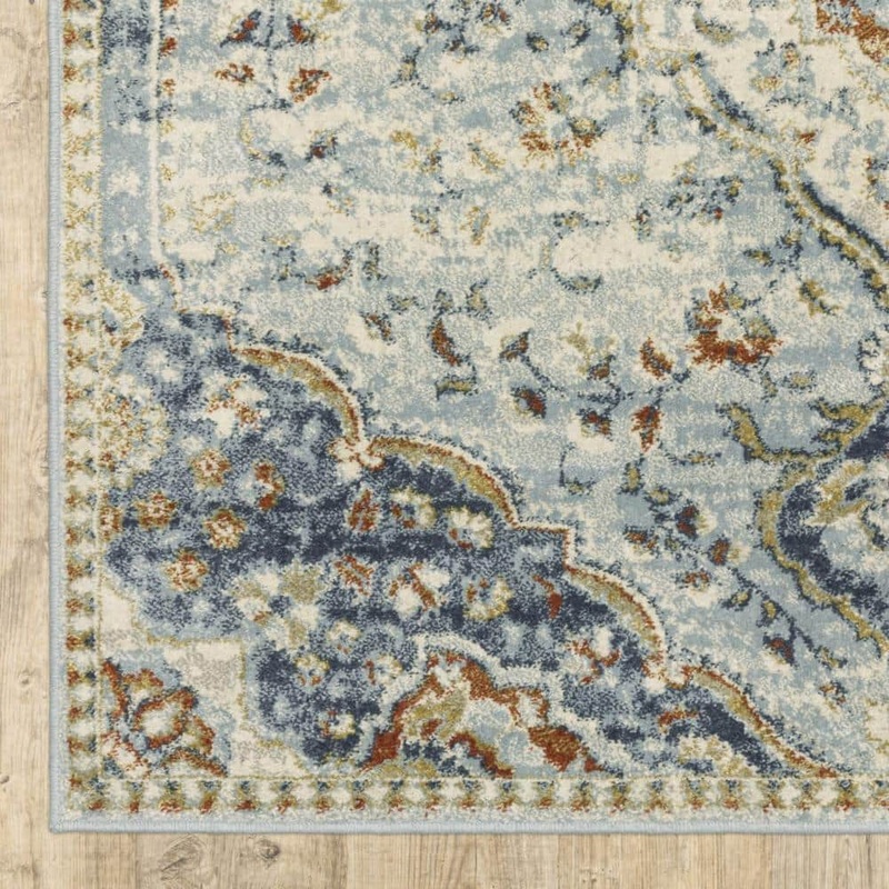 HomeRoots Blue Beige Rust Gold and Teal 3 ft. x 5 ft. Oriental Power Loom Stain Resistant Area Rug 2000508431