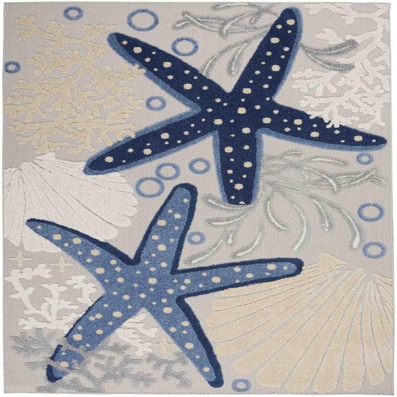 HomeRoots Blue/Gray 4 ft. x 6 ft. Polypropylene Rectangle Area Rug 2000385069