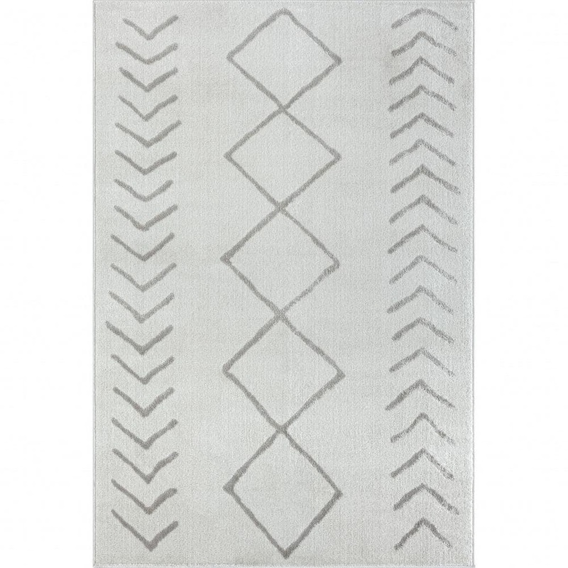 HomeRoots Cream 5 ft. x 7 ft. Diamond Area Rug 2000515925
