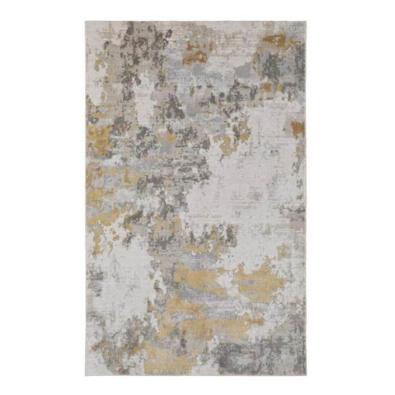 HomeRoots Gold and Ivory Abstract 7 ft. x 10 ft. Area Rug 2000511786