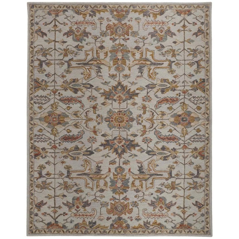 HomeRoots Gray and Gold 2 ft. x 3 ft. Floral Area Rug 2000513654