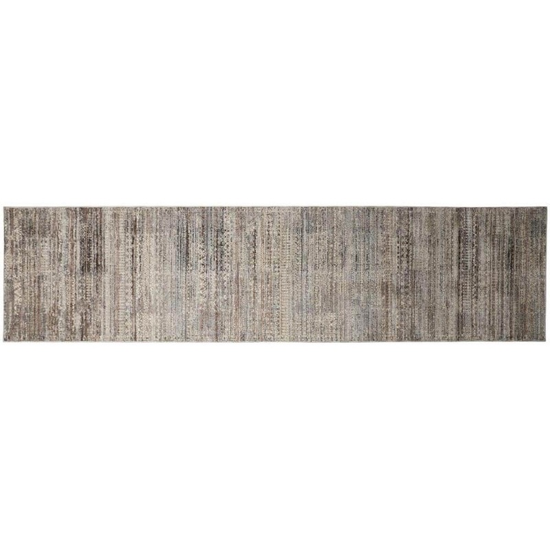 HomeRoots Gray and Ivory 2 ft. x 10 ft. Abstract Runner Rug 2000512491