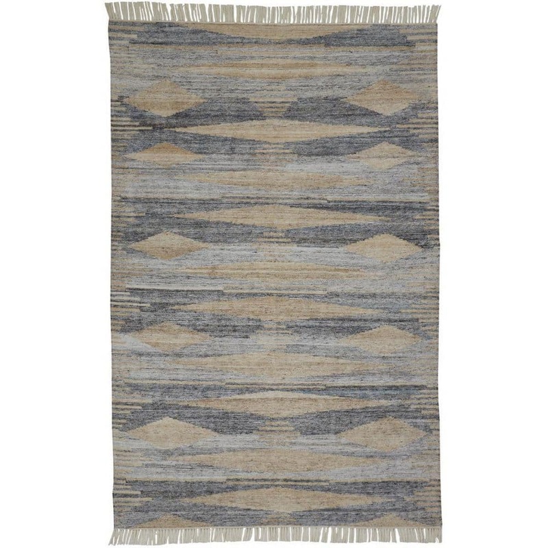 HomeRoots Gray, Ivory  2 ft. x 3 ft.  Abstract Area Runner 2000512457