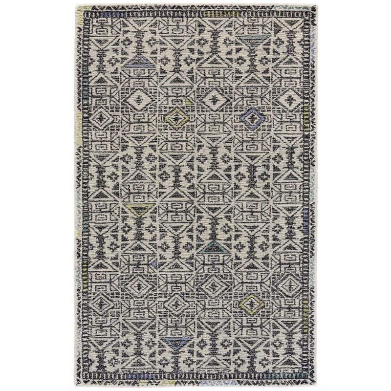 HomeRoots Gray, Ivory  2 ft. x 3 ft.  Geometric Area Runner 2000511703