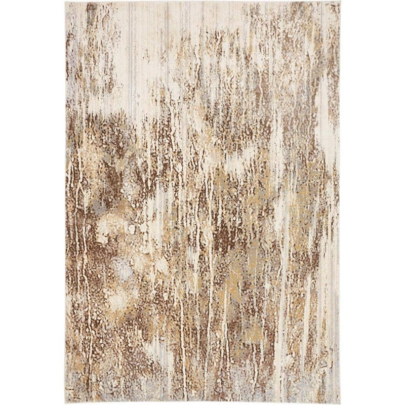 HomeRoots Tan and Ivory Abstract 4 ft. x 6 ft. Area Rug 2000514711