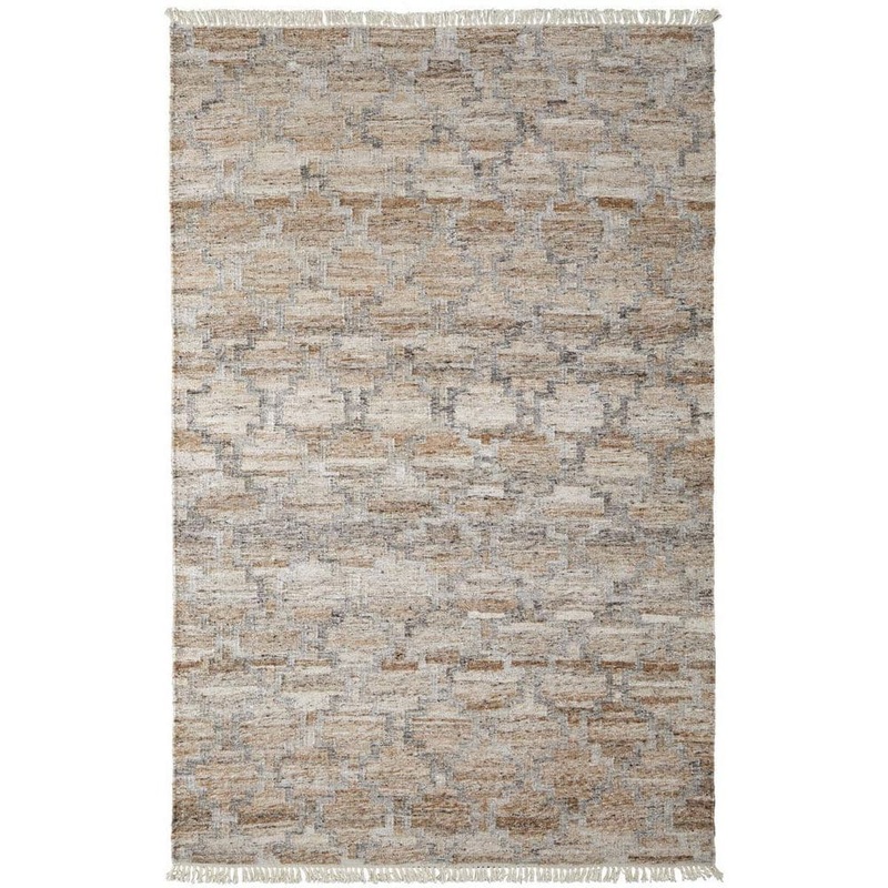 HomeRoots Tan, Gray 2 ft. x 3 ft.  Geometric Area Runner 2000512439