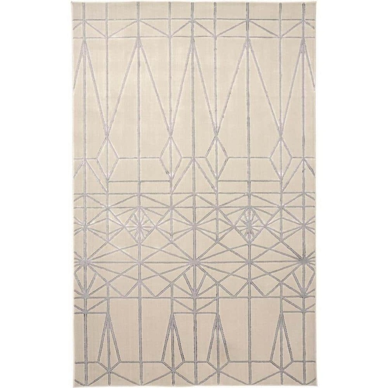 HomeRoots 5 x 8 Gray and White Geometric Area Rug 2000511476