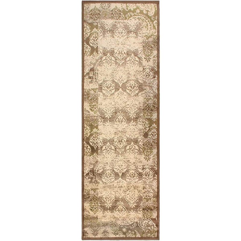 HomeRoots Bernadette Brown 3 ft. x 8 ft. Loomed Geometric Polypropylene Runner Area Rug 2000486962