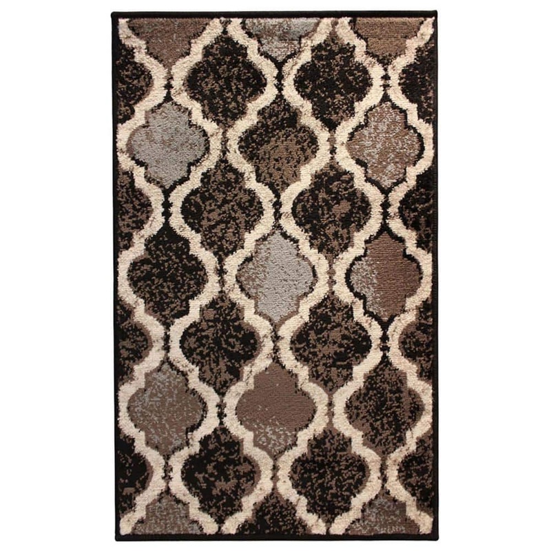 HomeRoots Bernadette Chocolate 5 ft. x 8 ft. Loomed Geometric Polypropylene Rectangle Area Rug 2000487209