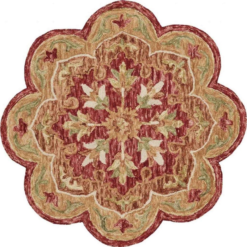HomeRoots Bernadette Red 4 ft. Round Area Rug 2000396172