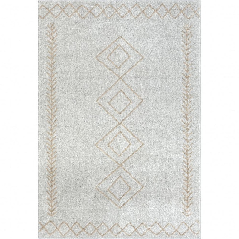 HomeRoots Cream 5 ft. x 7 ft. Diamond Area Rug 2000515921