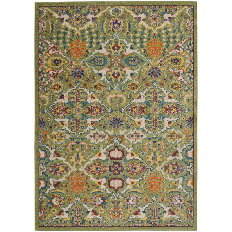 HomeRoots Green 6 ft. x 9 ft. Floral Power Loom Area Rug 2000521664