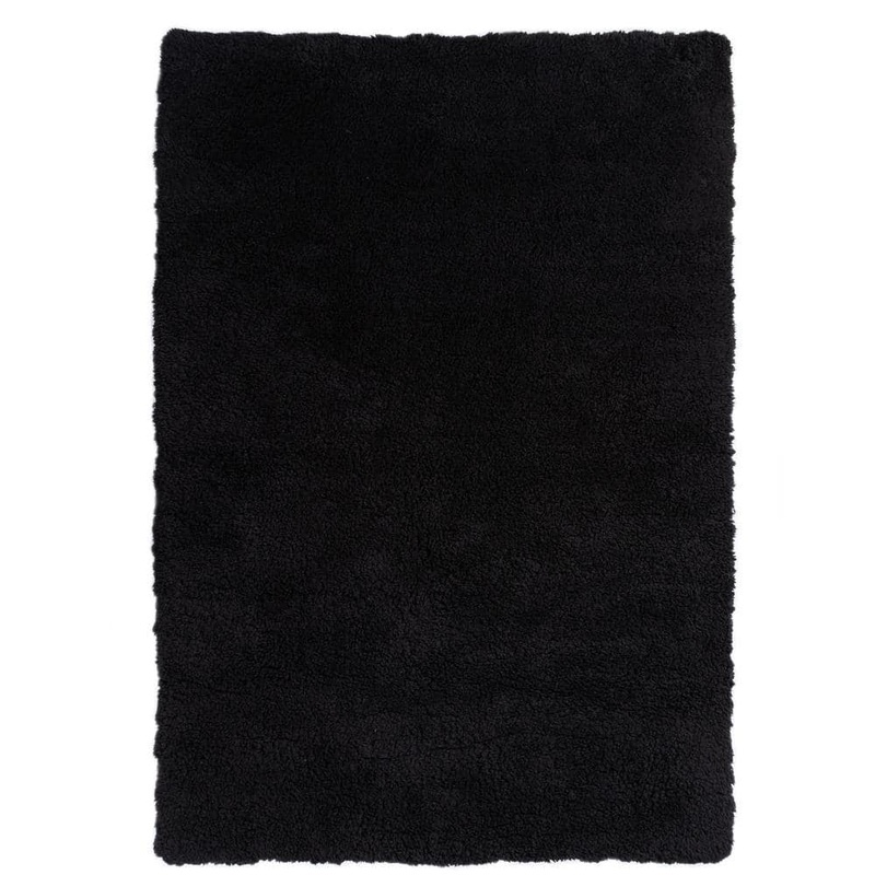 iliebe GHDG Solid Shag Black 2 ft. x 3 ft. Cozy Plush Furry Area Rug GHRDGB23