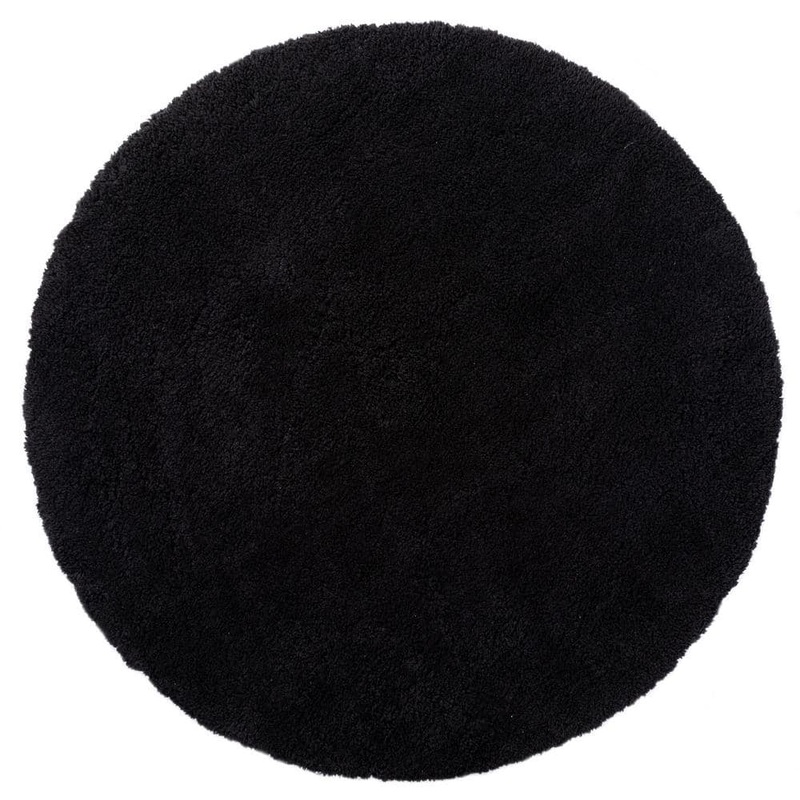 iliebe GHDG Solid Shag Black 5 ft. Plush Soft Round Rug Area Rug GHRDGB55