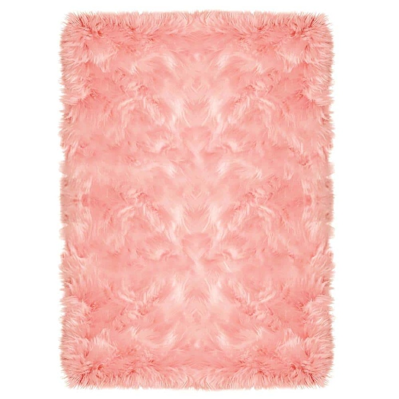 iliebe Pink 4 ft. x 6 ft. Sheepskin Faux Furry Cozy Area Rug YMPRC46
