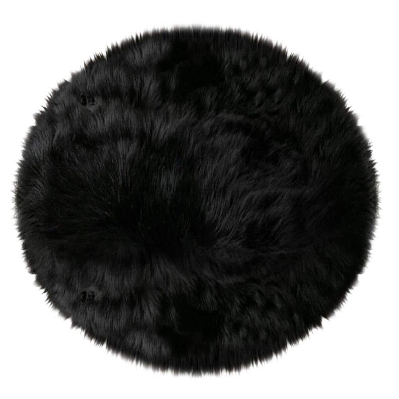 iliebe Sheepskin Faux Furry Black Cozy Fuzzy Rugs 6 ft. 6 in. Round Area Rug YMBRO6-6