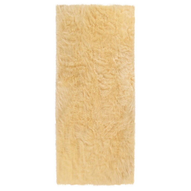 iliebe Sheepskin Faux Furry Pale Yellow Cozy Rugs 2 ft. x 6 ft. Area Rug Runner Rug YMYRC26