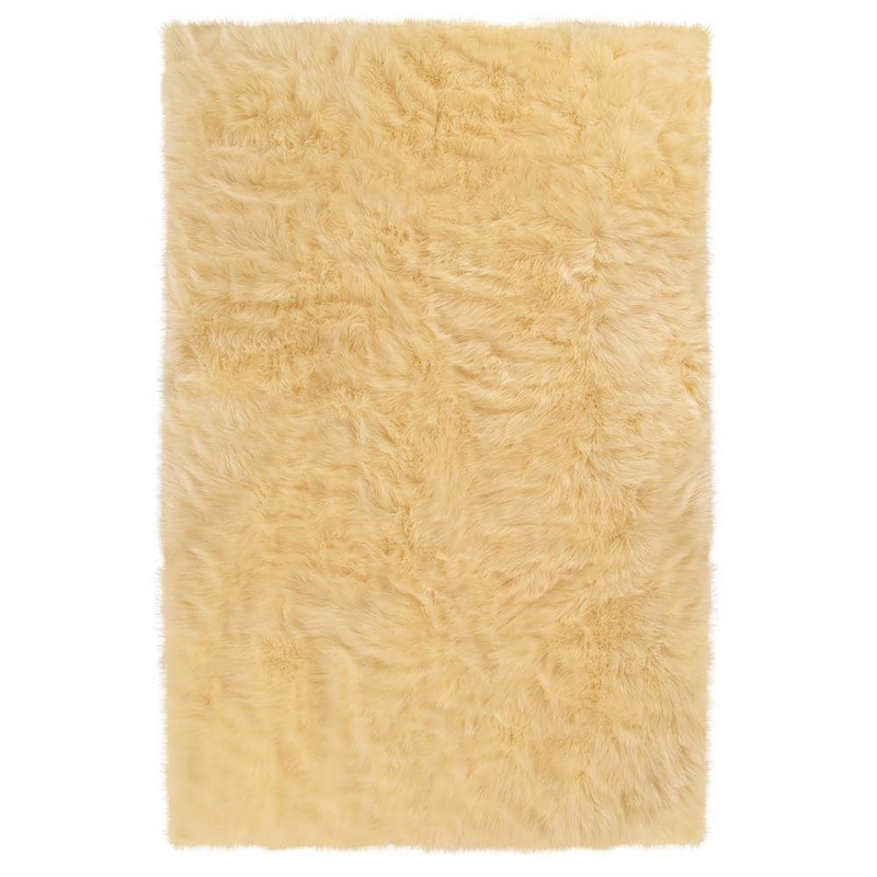 iliebe Sheepskin Faux Furry Pale Yellow Cozy Rugs 8 ft. x 10 ft. Area Rug YMYRC810