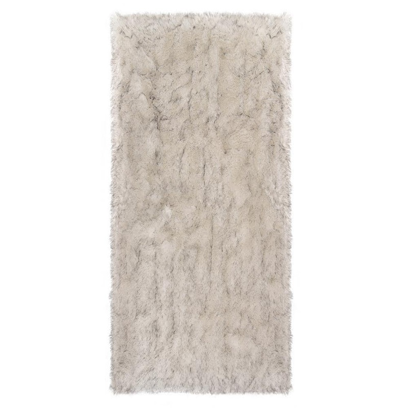iliebe Sheepskin Faux Furry White/Gray Cozy Rugs 2 ft. x 6 ft. Area Rug Runner Rug YMW-GRC26