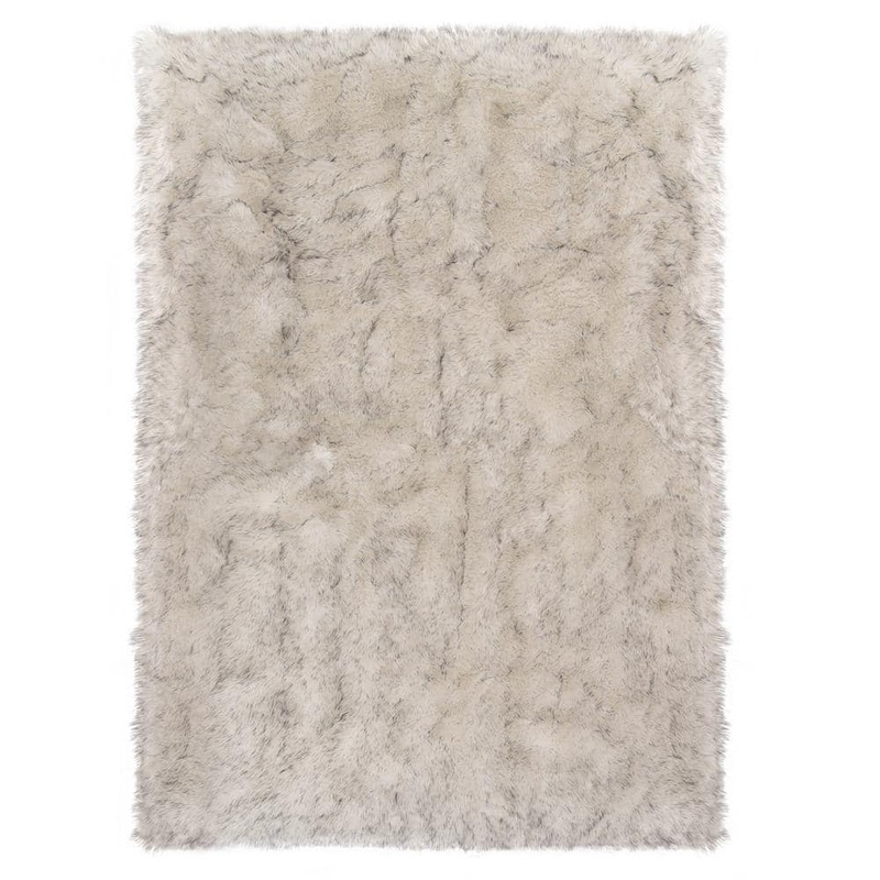 iliebe White/Gray 4 ft. x 6 ft. Sheepskin Faux Furry Cozy Area Rug YMW-GRC46