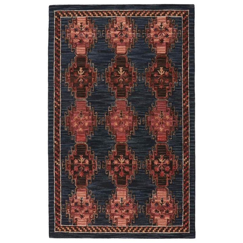 Jaipur Living Kyoto Dark Blue/Pink 5 ft. x 8 ft. Tribal Area Rug RUG147113