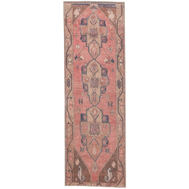 Jaipur Living Lani Pink/Blue 2 ft. 6 in. x 7 ft. 6 in. Medallion Runner Rug RUG146962