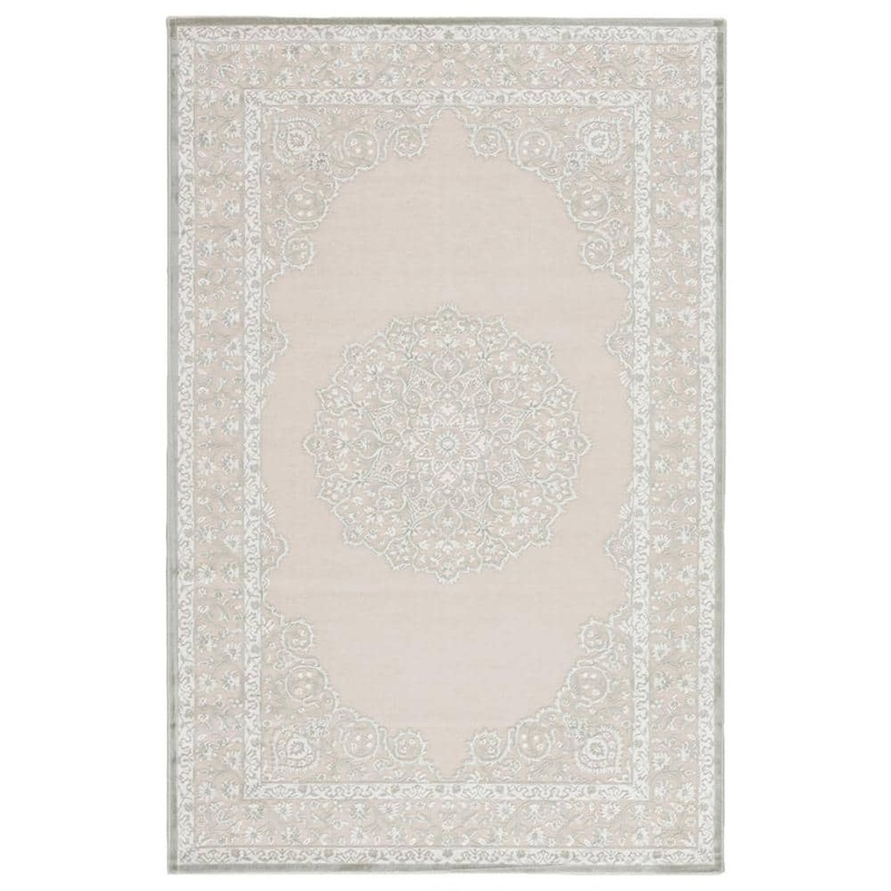 Jaipur Living Machine Made Bright White 8 ft. x 10 ft. Medallion Area Rug RUG128707